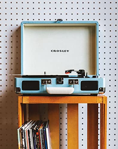 Image of Crosley CR8005F-TU Cruiser Plus Record Player, Turquoise | 3-Speed Turntable, Bluetooth In / Out, Built-in Stereo Speakers, Isolated Internal Speakers Minimize Vibration