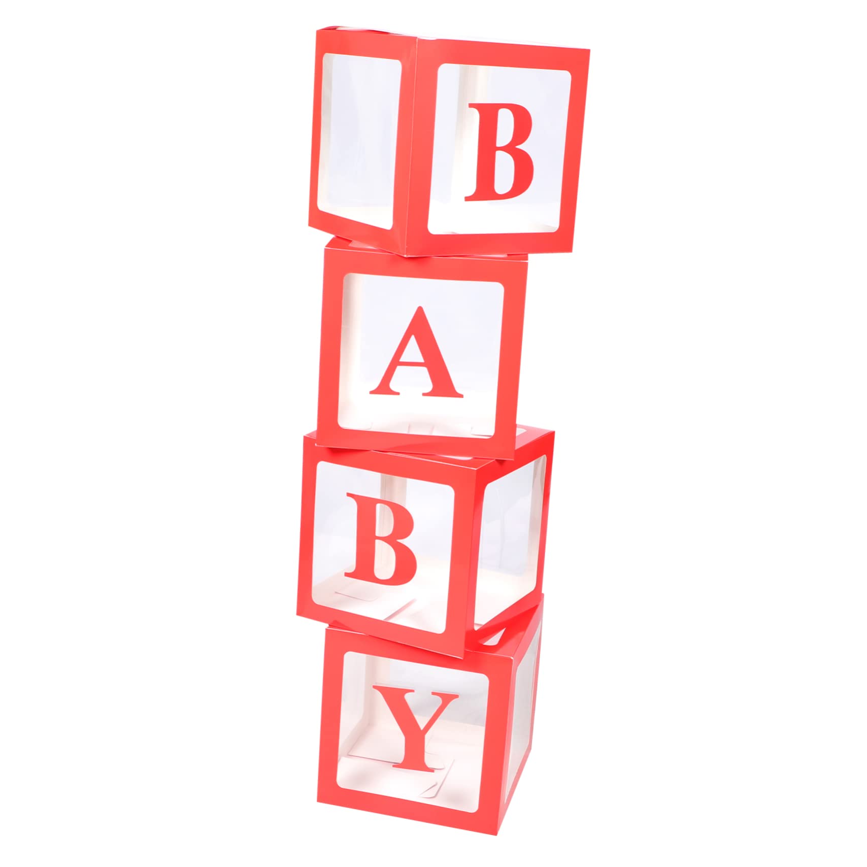 4 Stück Rote Ballonboxen aus Papier und Pvc für Babyparty