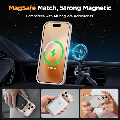 Image of Miracase for iPhone 17 Pro Max Case with Screen Protector [Compatible with MagSafe] Slim Thin Phone Case Military-Grade Protected for 17 ProMax Cover Bumper 6.9 inch, Khaki Gold