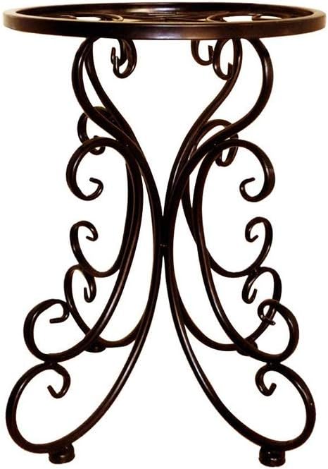 Indoor Balcony Single Wrought Iron Flower Pot Tray Stand Round Stool Flower Rack for Patios Porches Office Balconies(E)
