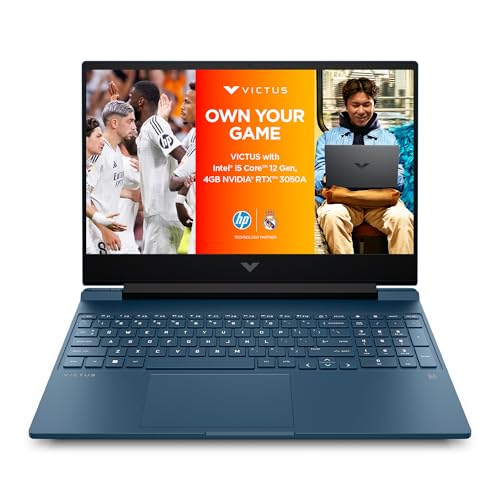 Image of HP Victus, 12th Gen Intel Core i5-12450H, 4GB NVIDIA GeForce RTX 3050 Gaming Laptop (16GB RAM, 1TB SSD) 144Hz, IPS 15.6 inch /39.6cm, Win 11, MS Office 2021, Blue, 2.3Kg, Enhanced Cooling, fa1388TX