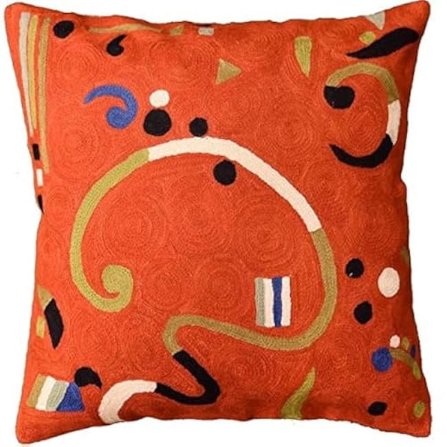 Kandinsky Modern Throw Pillow Cover - Cosmic III | Abstract Pillow | Modern Couch Pillow | Contemporary Pillows | Outdoor Pillow | Mid Century Chair Cushions | Handmade Wool Size 18x18