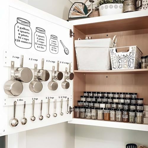 SUPERDANT Measuring Cup Marking Wall Stickers Measuring Cup Vinyl Wall Decals Kitchen Art Wall Spoons and Measuring Cups DIY Decoration Print for Kitchen Dining Room Decoration