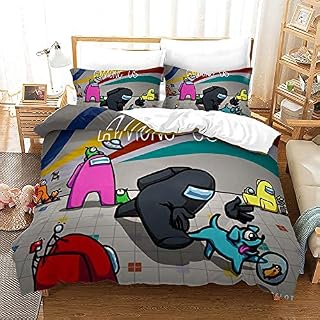 PTNQAZ Among US Bedding Set For Boys Gift Kids 3D Printed Game Duvet Cover Set With Pillowcases Quilt Cover Soft Bedroom Bedspread (Single)
