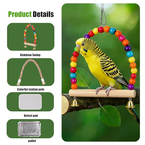 Image of Portable Parrot Travel Cage Carrier with Small Swing Toy&Cage Colorful Toys Set Small Bird Parakeet Bag with Standing Perch Bird Carry Transport Backack