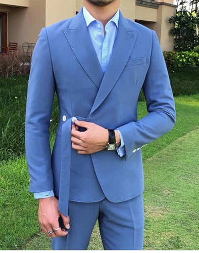 Men's 2 Pieces Suit Solid Prom Tuxedos Formal Shawl Lapel Groomsmen Suits Blazer Pants3