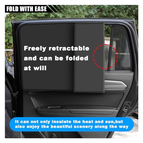 4PCS Car Side Window Sun Shades, Auto Window Sunshades Privacy Curtains Blackout with Magnetic, UV Rays, Heat Protection Stretch Car Window Covers for Sleeping, Camping, Breastfeeding (Front & Back)