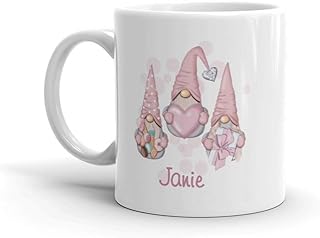 Personalised Pink Gnome Mug with Name – Funny Love Gonk Mug for Easter, Birthday or Mother’s Day – Cute Custom Gift for Mum, Sister, Friend – TheAbstractix Gnome Cup – 11oz Ceramic Mug