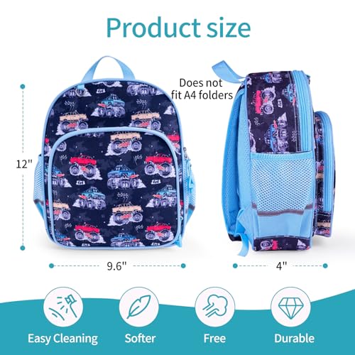 Boys and Girls Kids Backpack, 12 Inch Preschool Toddler Backpack for 2-4 Years Old Toddler Daycare School and Travel (Blue car)4