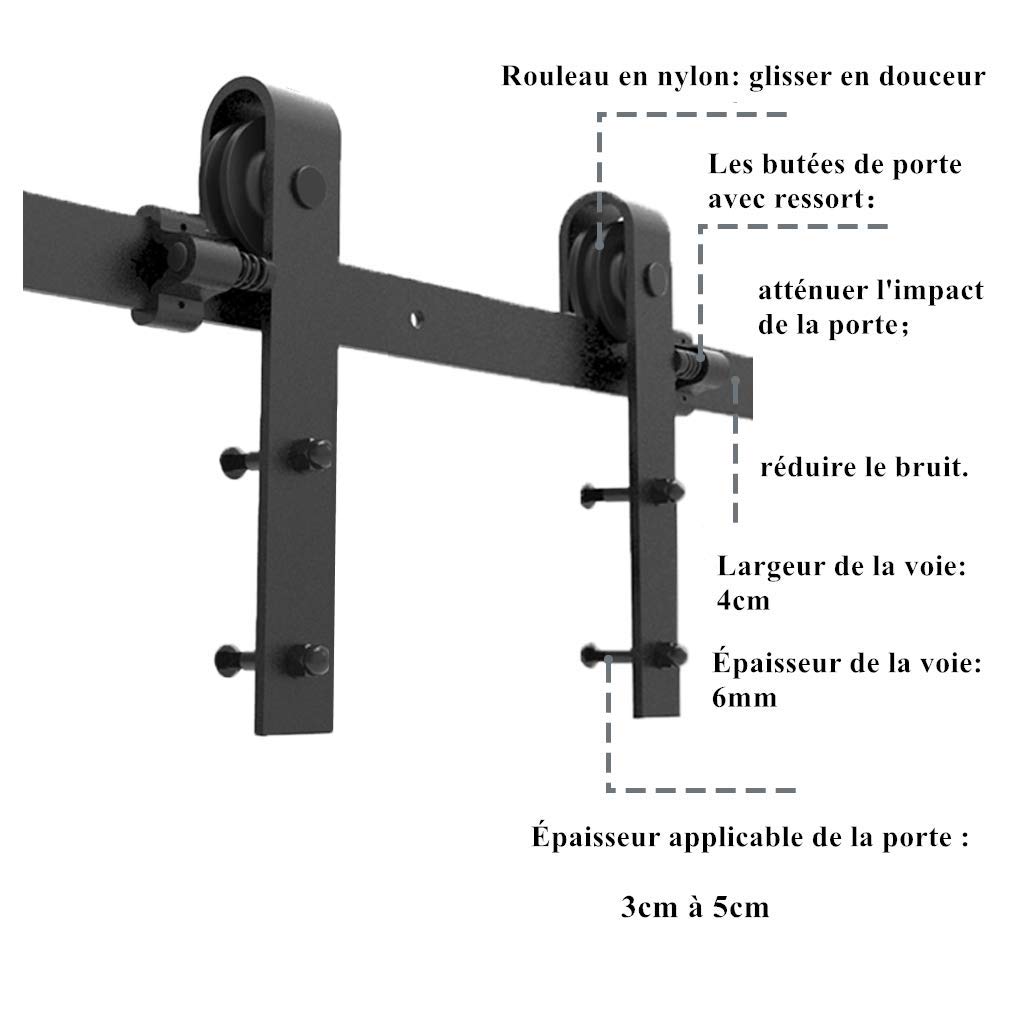 CCJH 2.46M/8FT Hardware Kit di guida per porta scorrevole, binario porta scorrevole a doppia porta per una porta sospesa in legno