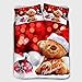CQIIKJ Fundas nórdicas Impresas en 3D Oso de Peluche Rojo Blanco marrón Navidad Ropa de Cama Chico Funda de edredón Microfibra ​Suave, 240x220cm Cremallera Oculta 2 Fundas de Almohada