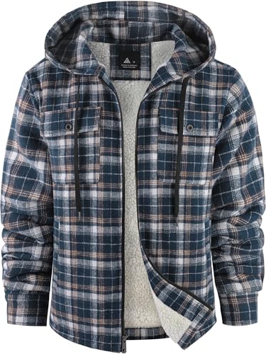 Image of GEEK LIGHTING Men's Flannel Shirts Jacket Sherpa Lined Fleece Plaid Hoodie Long Sleeve Winter Warm Coat
