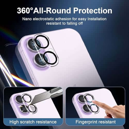 Image of NEW'C 3x Screen Protector for iPhone 17 (6.3 inches)+ 3x Camera Lens Protector, Sensor Protection, Case Friendly Tempered Glass Film, Ultra Resistant, Easy installation tool include
