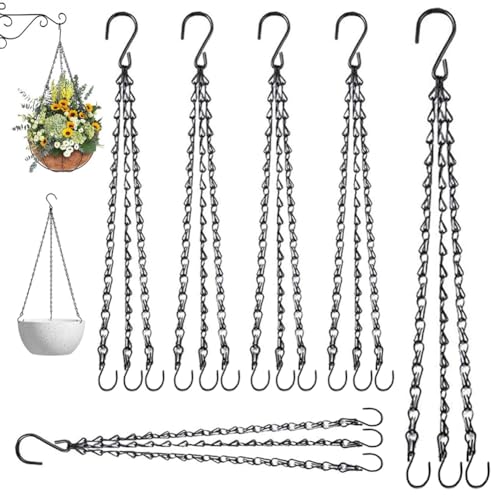 SAIJIAN 6 Stück Blumenampel Kette 46cm Doppelhaken Kette aus Metall...