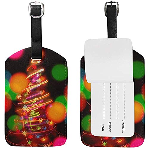 Preisvergleich Produktbild Weihnachtsbaum farbigen Glühbirnen Gepäckanhänger Pu Ledertasche Koffer Gepäck Label 1 Stück