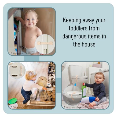 Image of Bate- Child Safety Strap Locks, 8 Pack, Baby Locks for Cabinets, Drawers, Kitchen, Toilet, Furniture, Fridge, Multi-Purpose, Easy Install with Quick 3M Adhesive for Childproofing