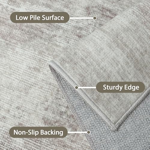 Image of BEIMO Area Rugs 8x10 for Living Room Bedroom, Modern Abstract Machine Washable Rug, Large Soft Low Pile Floor Carpet with Non Slip Backing for Dining Room, Light Grey /Beige