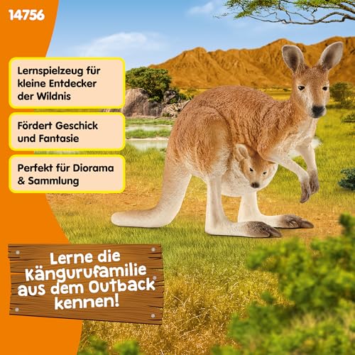 SCHLEICH WILD Life | Känguru 14756 | detailgetreue Tierfiguren | Zoo Spielzeug | tolles Geschenk für Jungen und Mädchen | Deko für Geburtstag | Spielfigur ab 3 Jahren | 12 x 4 x 7 cm