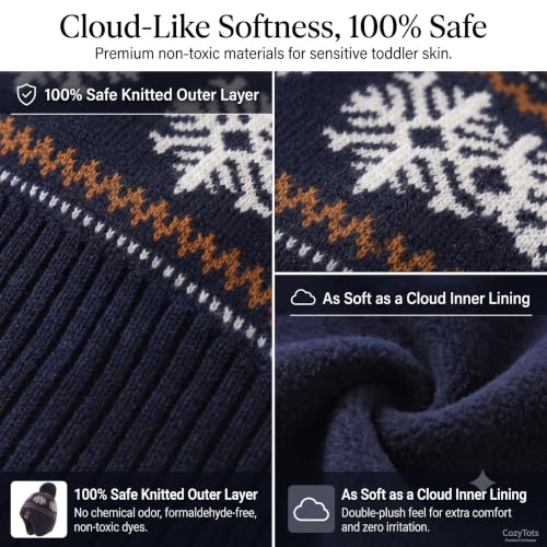 Image of LMLALML Boys Winter Hat Earflap Knitted Beanie for Kids Warm Fleece Lined Thicken Hat for Baby