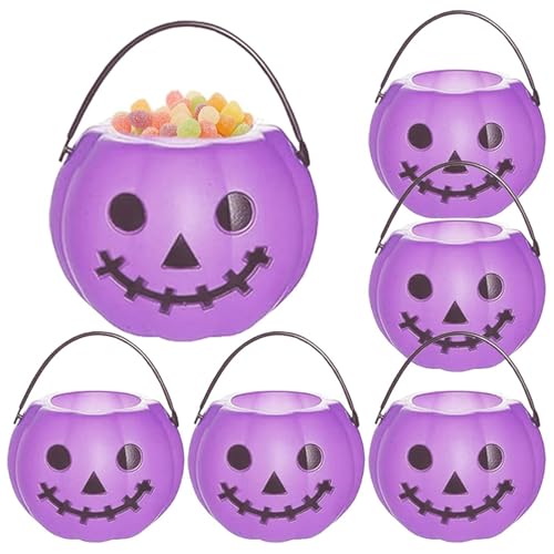 Genérico Cubo Calabaza | 6 Piezas Cubo de Calabaza de Halloween Contenedor de Caramelos - Decoración Hogar Fiestas Cumpleaños Exteriores Colegio Niños