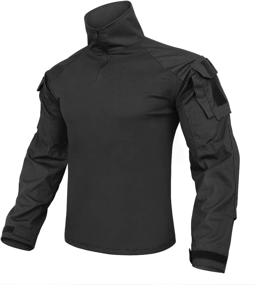 KRYDEX Tactical Men's Combat Shirt Rapid Assault Long Sleeve Shirt with Elbow Pads