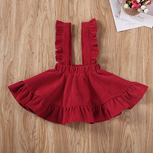 Image of Specialcal Baby Girls Velvet Suspender Skirt Infant Toddler Ruffled Casual Strap Sundress Summer Outfit Clothes