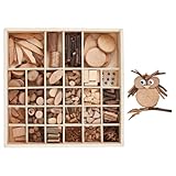 PH PandaHall Kit de artesanía de madera sin terminar en rodajas de madera natural, bloques de madera sin terminar kit creativo para pintura construcción artesanía bricolaje