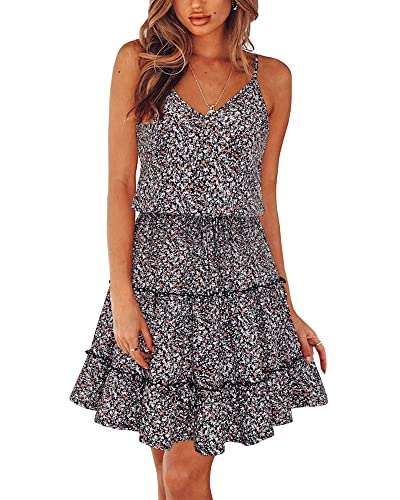 Image of Newshows Women's Summer Casual Dress Cute A Line Ruffle Hem Flattering Fit Beach Vacation Sundress