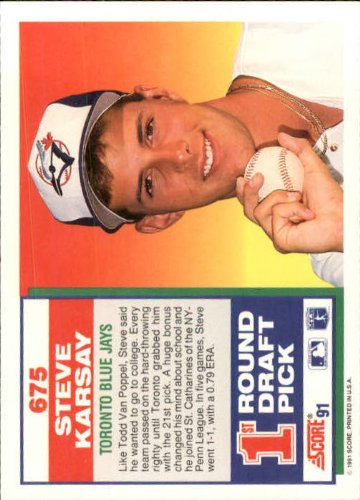 Amazon.com: 1991 Score Baseball Rookie Card #675 Steve Karsay