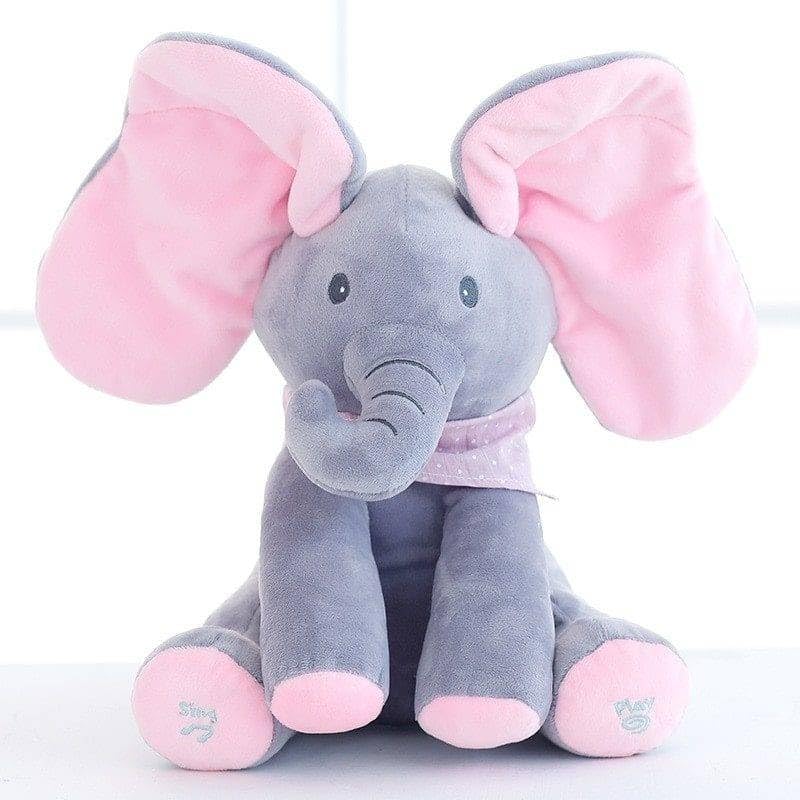 KIDOLOGY Singing Interactive Musical Baby Elephant Stuffed Plush Singing Peek-A-Boo With Moving Ears For Kids, Toddlers Boys And Girls, Pink