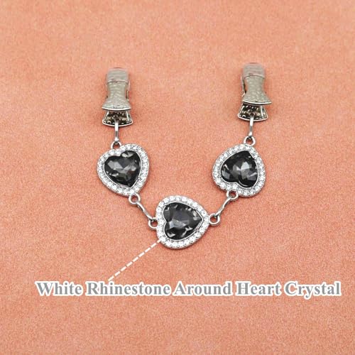 Image of Chain Collar Pins Heart Stone Cardigan Sweater Clip Top Cinch Clip