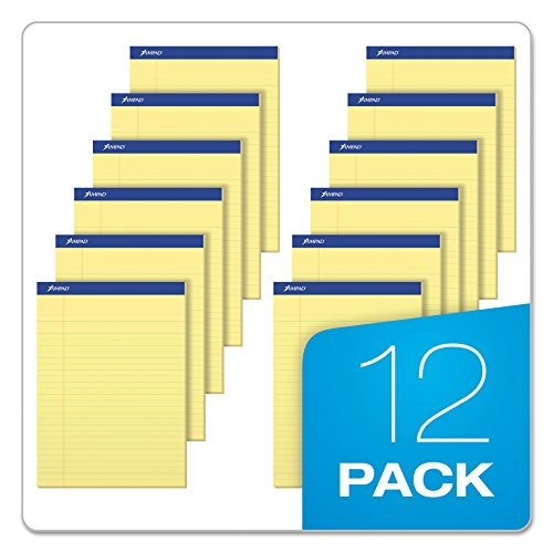 Ampad Top20220 20220 Perforated Writing Pad, 8 1/2 X 11 3/4, Canary, 50 Sheets (Pack Of 12) #TOP4