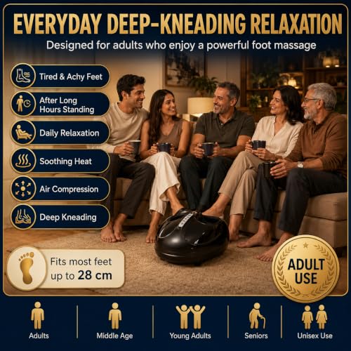 Image of MAK7 Foot Massager Machine [50W]with Deep Kneading, Air Compression & Heat Therapy | Electric Foot Massage Machine with LCD Controls | Fits Most Indian Feet up to 28 cm (Size 11) | Black