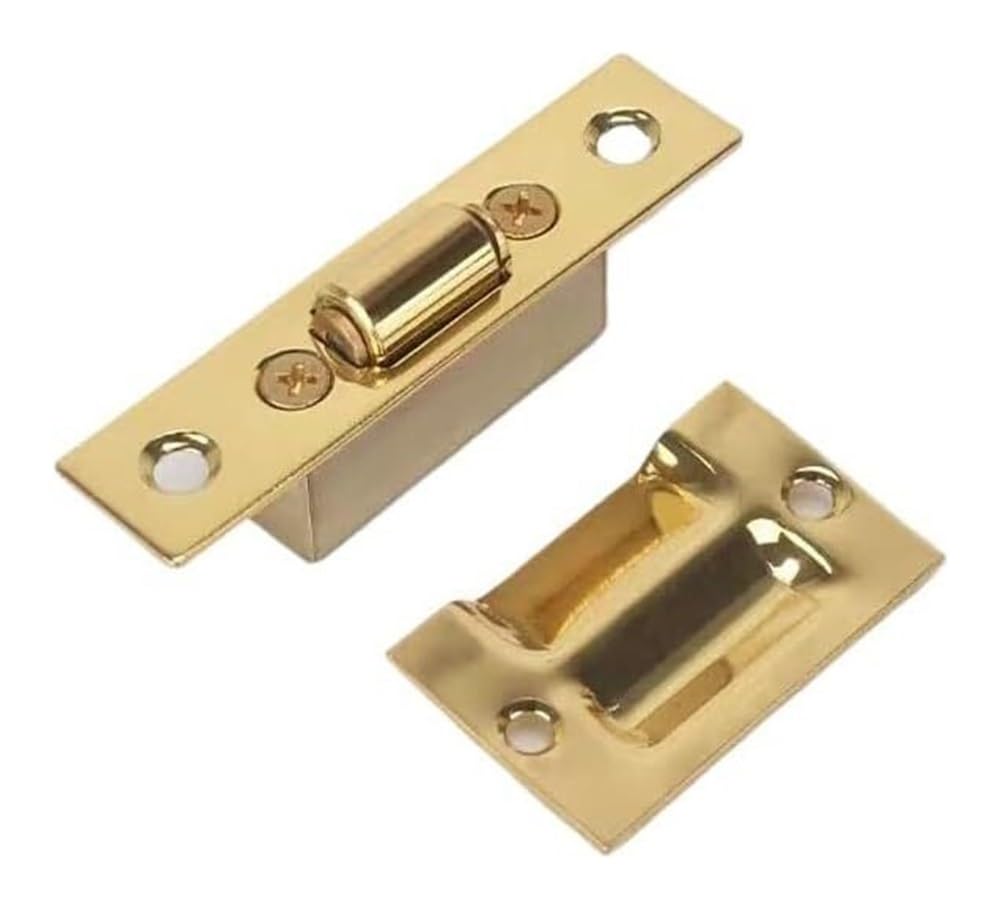 Push Open Door Catches， 2pcs Touch Catcher Cupboard Drive in Catch Window Slide Strike Plate Double(Gold)