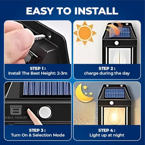 Image of Btag Sun-Powered Wall Light Outdoor with Motion Sensor - Waterproof Exterior LED Sconce Lamp, Auto Charging Security Light for Porch, Patio, Garden, Pathway & Yard Lighting. PO2 (XL)