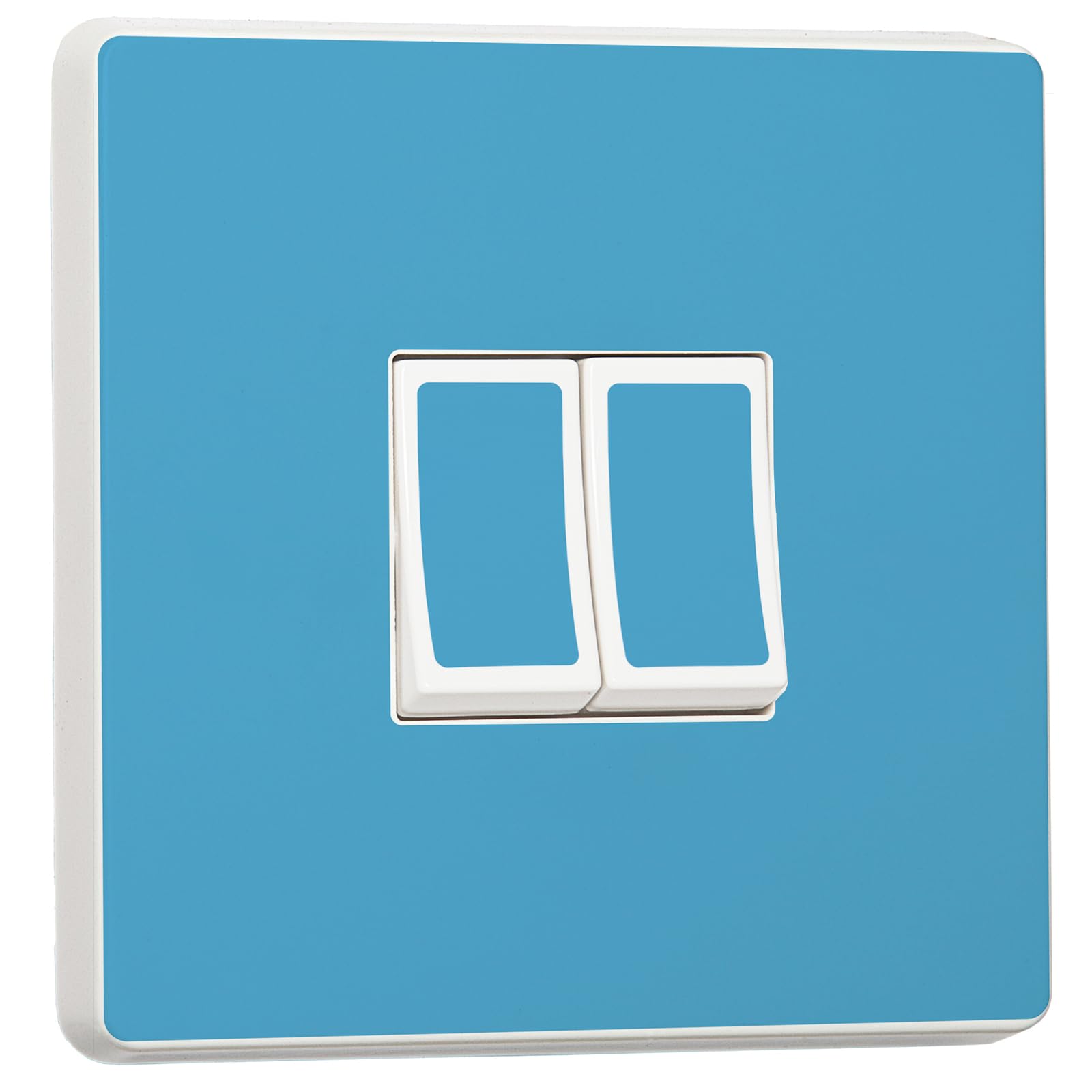 stika.co Pack of 2 Plain Gloss Light Blue Sticker - Decorative Design for Double Light Cover - Self-Adhesive Vinyl Skin Sticker