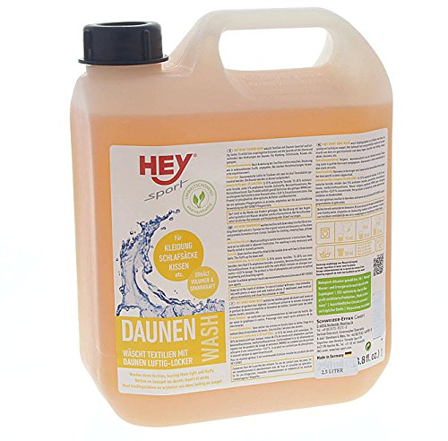 HEY sport DAUNEN Wash Waschmittel für Textilien mit Daunen Dauneninlets, Schlafsäcke, Kissen, Daunenjacken, 2.5 l