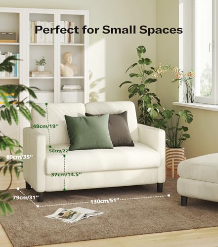Image of Welzona Loveseat, 51 inch Small Couch, Corduroy Love Seat, Small Loveseat Sofa