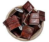Pack of 3 Handmade Mini Leather Bound Journals – Vintage Small Notebooks with Embossed Patterns – Unisex Gift, Handmade Cotton Recycled Paper, Pocket-Sized Diary for Writing & Sketching