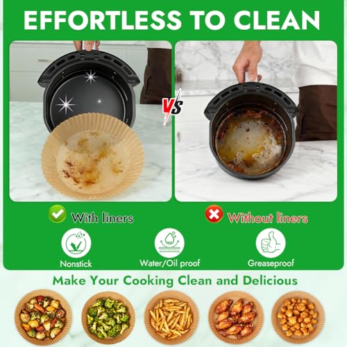 Image of BYKITCHEN 300PCS Small Disposable Air Fryer Liners for 2 to 5QT Airfryer | Round Air Fryer Parchment Paper Liners Compatible with Ninja AF101 4 QT, CHEFMAN 2 QT, Cosori 2.1QT, Dash 2.6 Quart & More