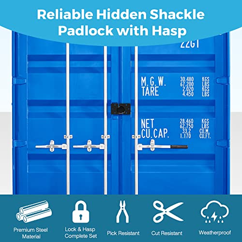 Image of IRONWALLS Black Hidden Shackle Padlock 2 Pack, 73mm /2-7 /8 inch Puck Lock Keyed Different with Hasp, 4pcs Keys & Fixing Screws, Heavy Duty Steel Padlocks for Doors, Trucks, Gates, Trailer