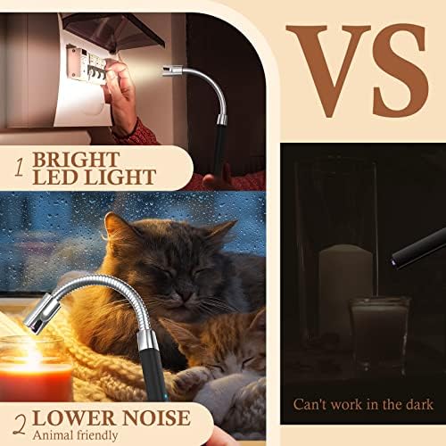 Electric Candle Lighter Personalised Gifts, Arc Long Lighter Candle Rechargeable USB Windproof Plasma BBQ Lighter with LED Flashlight Camping Accessories Christmas Stocking Fillers Gifts for Men Women