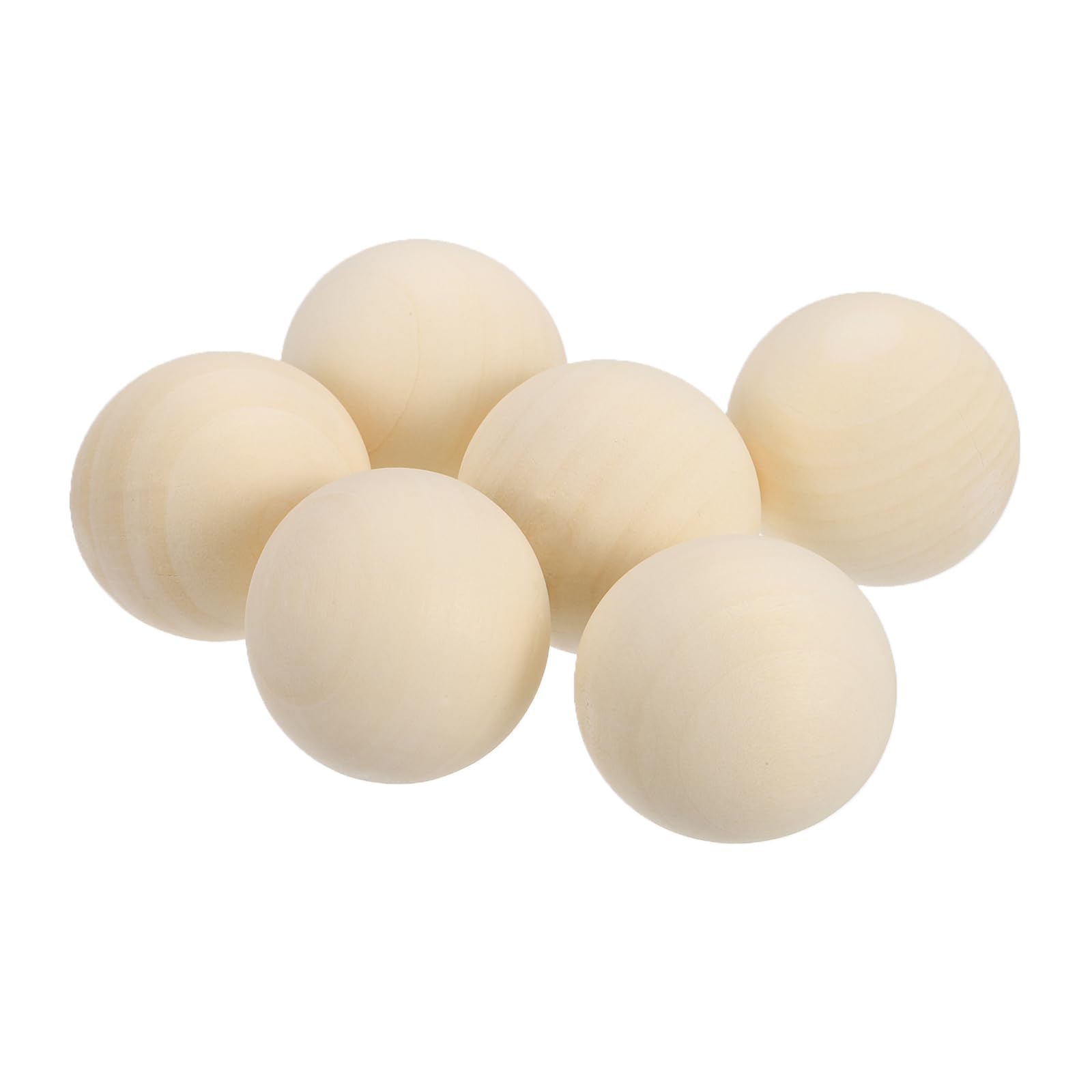 sourcing map 6 Pack Wood Balls, 40mm Unfinished Wooden Balls, Solid Hardwood Small Round Beads Natural Birch Wood Spheres for DIY Crafts, Christmas Ornaments, Jewelry Making