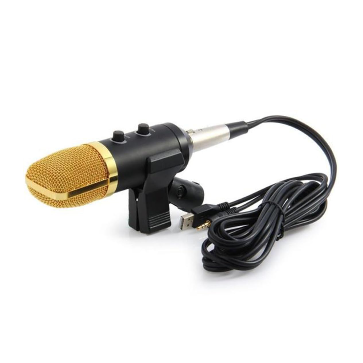 Toddmomy USB Microphone with Built in Reverb Chip for Home Use Echo Function Surround Sound for Ktv and Recording Black