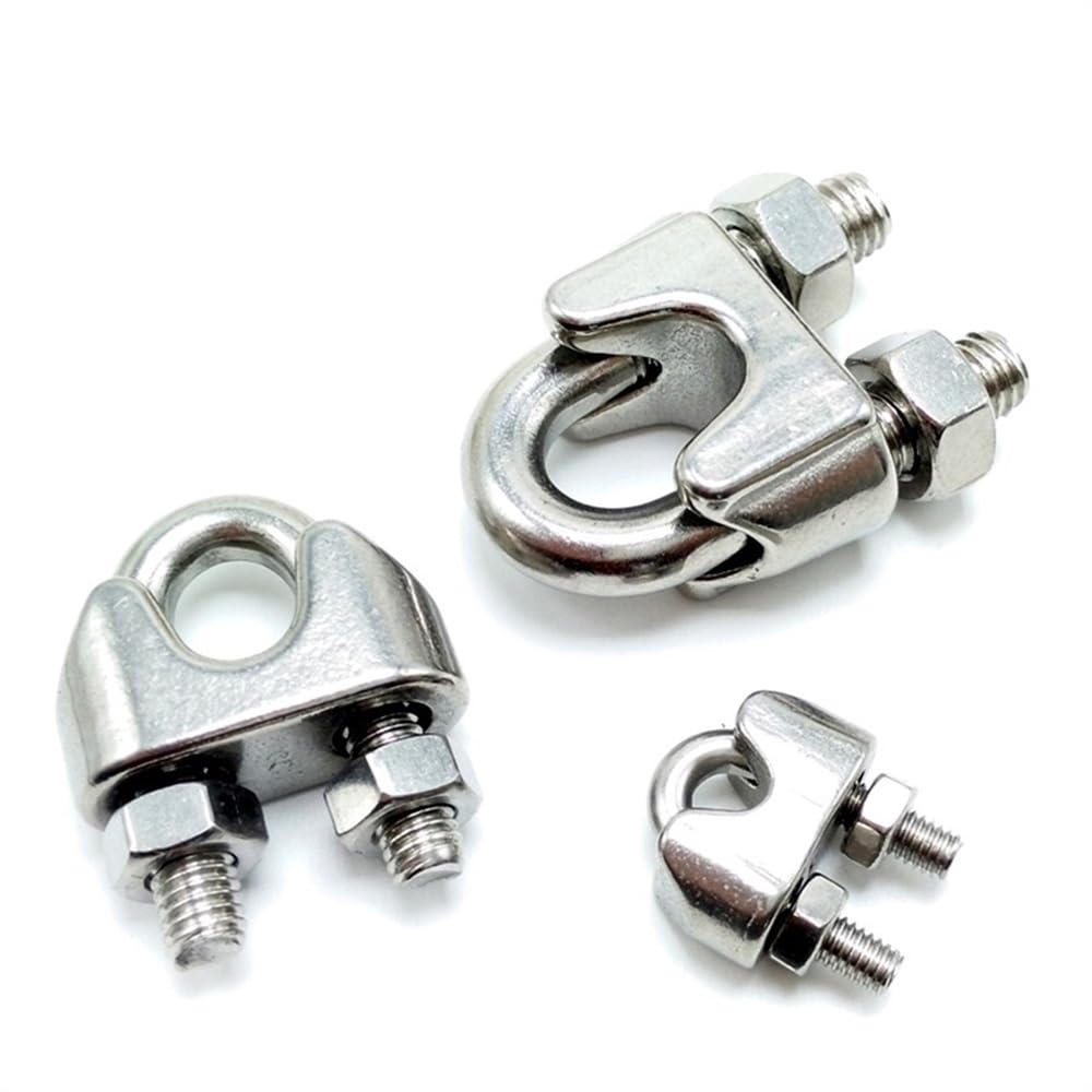 Presillas Cable Acero Apretones de cuerda de alambre M2-M32, abrazadera de cuerda de alambre de acero inoxidable 304/316, clip de cable Abrazaderas De Cuerda De Cable(Tamaño:M10-10 Pcs -ss304)