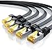 Produktbild 5 x 0,5m CAT 7 Netzwerkkabel Flach - Ethernet Kabel - Gigabit Lan 10 Gbit s - Patchkabel - Flachbandkabel - Verlegekabel - Cat.7 Rohkabel U FTP PIMF Schirmung mit RJ 45 Stecker - Switch Router Modem