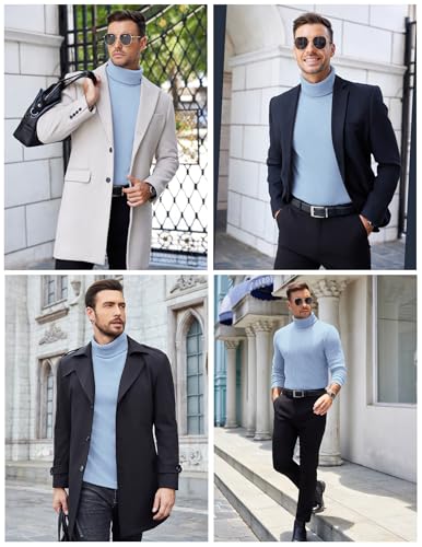 Image of COOFANDY Men's Ribbed Turtleneck Sweater Casual Basic Long Sleeve Knitted Pullover Sweater