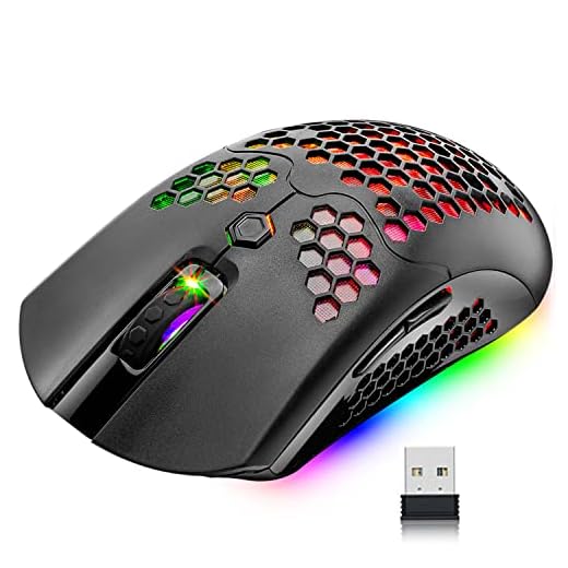 Mouse para jogos sem fio, 16 ratos RGB retroiluminados ultraleves sem fio/com fio com driver programável, bateria recarregável de 800 mA, Pixart 3325 12000 DPI, concha de favo de mel leve para