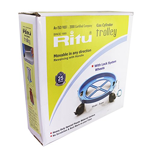 Image of RITU Plastic Cylinder Trolley - Multicolor, Heavy -Duty, Lightweight, Easy Mobility with 360 Rotating Wheels for LPG Gas Cylinder, Durable Kitchen Utility Stand for Home Use