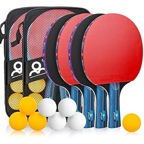 Powcan Ping Pong Set Portable Table Tennis Set Ping-Pong Game Pingpong Racket Set with 4Table Tennis Bats/Rackets/Paddles, 8 Ping-Pong Balls & 2 Carry Cases for Trainers, Amateurs, Beginners, Expert Cover